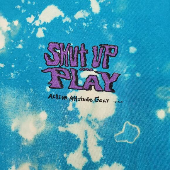 Vintage 90s Basketball Shirt M/L 21x27 Blue Bleached Ballin - Picture 10 of 15